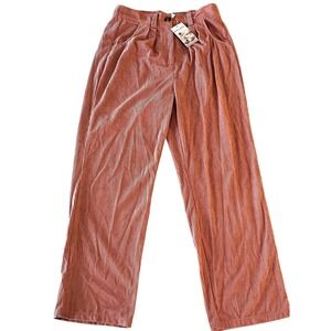 NWT Halara Corduroy Casual Pants Womens XL Pink Mid Rise Zipper Pocket